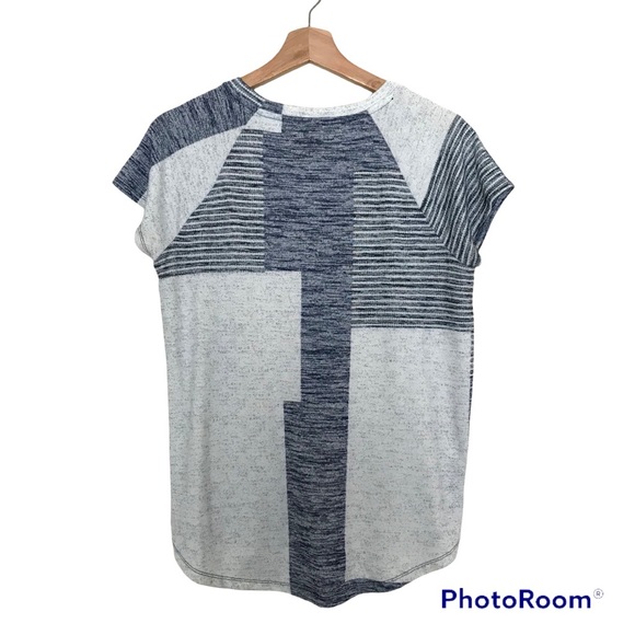 GAP Short Sleeve Top | Blue Stripe Patchwork Colour Block - Picture 5 of 8